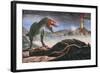 A Volcanic Eruption Destroys the Hunting Grounds of Tyrannosaurus Rex-null-Framed Art Print