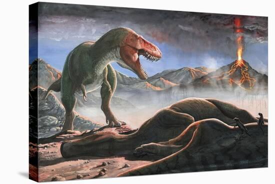 A Volcanic Eruption Destroys the Hunting Grounds of Tyrannosaurus Rex-null-Stretched Canvas