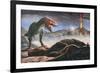 A Volcanic Eruption Destroys the Hunting Grounds of Tyrannosaurus Rex-null-Framed Art Print