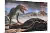 A Volcanic Eruption Destroys the Hunting Grounds of Tyrannosaurus Rex-null-Mounted Art Print