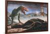 A Volcanic Eruption Destroys the Hunting Grounds of Tyrannosaurus Rex-null-Framed Art Print