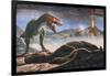 A Volcanic Eruption Destroys the Hunting Grounds of Tyrannosaurus Rex-null-Framed Art Print