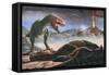 A Volcanic Eruption Destroys the Hunting Grounds of Tyrannosaurus Rex-null-Framed Stretched Canvas