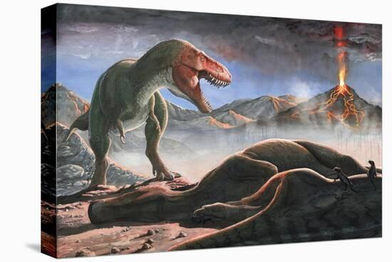 A Volcanic Eruption Destroys the Hunting Grounds of Tyrannosaurus Rex-null-Stretched Canvas