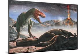 A Volcanic Eruption Destroys the Hunting Grounds of Tyrannosaurus Rex-null-Mounted Premium Giclee Print