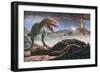 A Volcanic Eruption Destroys the Hunting Grounds of Tyrannosaurus Rex-null-Framed Art Print