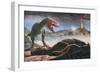 A Volcanic Eruption Destroys the Hunting Grounds of Tyrannosaurus Rex-null-Framed Art Print