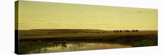 A Wagon Train on the Plains, Platte River-Thomas Worthington Whittredge-Stretched Canvas