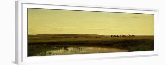 A Wagon Train on the Plains, Platte River-Thomas Worthington Whittredge-Framed Giclee Print