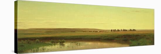 A Wagon Train on the Plains-Thomas Worthington Whittredge-Stretched Canvas