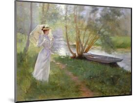 A Walk by the River, 1890-Pierre Andre Brouillet-Mounted Giclee Print