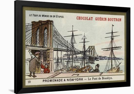 A Walk in New York - the Brooklyn Bridge-null-Framed Giclee Print
