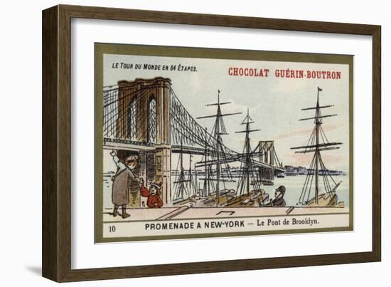 A Walk in New York - the Brooklyn Bridge-null-Framed Giclee Print