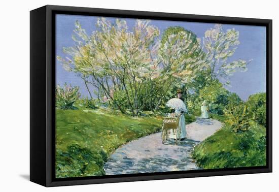 A Walk in the Park-Childe Hassam-Framed Stretched Canvas