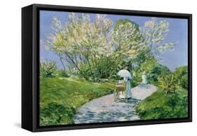 A Walk in the Park-Childe Hassam-Framed Stretched Canvas