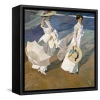 A Walk on the Beach, 1909-Joaqu?n Sorolla y Bastida-Framed Stretched Canvas