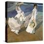 A Walk on the Beach, 1909-Joaqu?n Sorolla y Bastida-Stretched Canvas