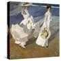 A Walk on the Beach, 1909-Joaqu?n Sorolla y Bastida-Stretched Canvas