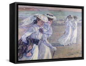 A Walk on the Beach-Theo van Rysselberghe-Framed Stretched Canvas