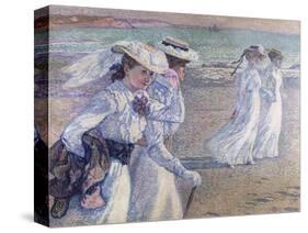 A Walk on the Beach-Theo van Rysselberghe-Stretched Canvas