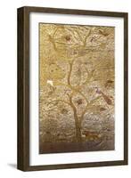 A Wall Hanging of Red Silk, Embroidered with a Tree of Life in Gilt Thread and Silks-null-Framed Giclee Print