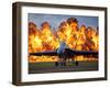 A Wall of Fire Erupts Behind a U.S. Navy F/A-18 Hornet Aircraft-Stocktrek Images-Framed Photographic Print