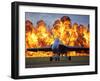 A Wall of Fire Erupts Behind a U.S. Navy F/A-18 Hornet Aircraft-Stocktrek Images-Framed Photographic Print