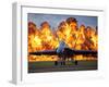 A Wall of Fire Erupts Behind a U.S. Navy F/A-18 Hornet Aircraft-Stocktrek Images-Framed Photographic Print