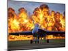 A Wall of Fire Erupts Behind a U.S. Navy F/A-18 Hornet Aircraft-Stocktrek Images-Mounted Photographic Print