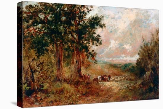 A Warwickshire Lane-David Cox the younger-Stretched Canvas