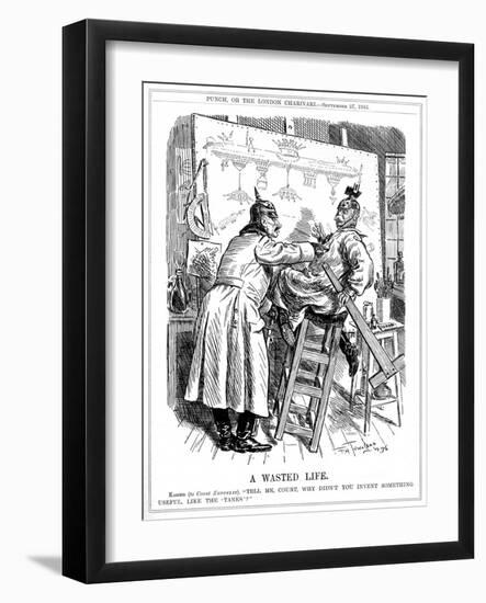 A Wasted Life: Satire on the Invention of Tanks, WW1-F.H. Shepperson-Framed Art Print