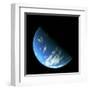 A Water Covered World in Deep Space Illuminated by a it's Parent Star-null-Framed Art Print