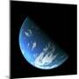 A Water Covered World in Deep Space Illuminated by a it's Parent Star-null-Mounted Art Print