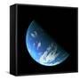 A Water Covered World in Deep Space Illuminated by a it's Parent Star-null-Framed Stretched Canvas