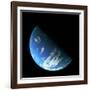 A Water Covered World in Deep Space Illuminated by a it's Parent Star-null-Framed Art Print