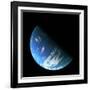 A Water Covered World in Deep Space Illuminated by a it's Parent Star-null-Framed Art Print