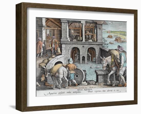 A Water Mill, plate 11 from 'Nova Reperta'-Jan van der Straet-Framed Giclee Print