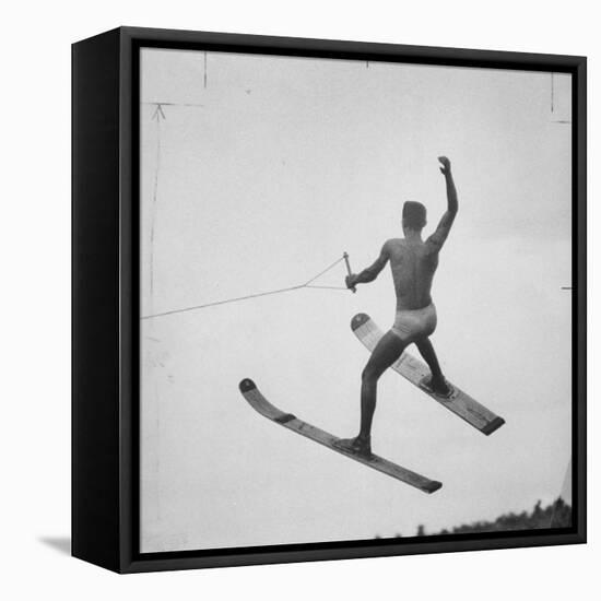 a Water Skier Performing in the National Water Skiing Championship-Ralph Morse-Framed Stretched Canvas