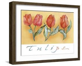 A Watercolor of Four Red Tulips-Maria Trad-Framed Giclee Print