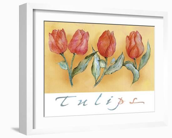 A Watercolor of Four Red Tulips-Maria Trad-Framed Giclee Print