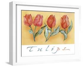 A Watercolor of Four Red Tulips-Maria Trad-Framed Giclee Print