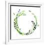 A Watercolor Wreath Made of Field Meadow Herbs,Plants,Twigs;A Hand Painted Illustration; a Green Ro-Nechayka-Framed Art Print