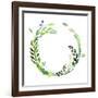 A Watercolor Wreath Made of Field Meadow Herbs,Plants,Twigs;A Hand Painted Illustration; a Green Ro-Nechayka-Framed Art Print