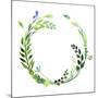 A Watercolor Wreath Made of Field Meadow Herbs,Plants,Twigs;A Hand Painted Illustration; a Green Ro-Nechayka-Mounted Art Print