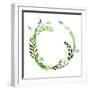 A Watercolor Wreath Made of Field Meadow Herbs,Plants,Twigs;A Hand Painted Illustration; a Green Ro-Nechayka-Framed Art Print