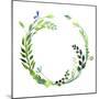 A Watercolor Wreath Made of Field Meadow Herbs,Plants,Twigs;A Hand Painted Illustration; a Green Ro-Nechayka-Mounted Art Print