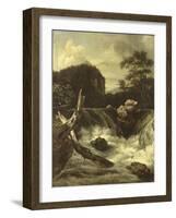 A Waterfall (Cascade)-Jan van Kessel-Framed Art Print