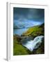 A Waterfall Cascading into the Vestmannasund, Oyrargjogv, Vagar Island, Faroe Islands, Denmark, Eur-Kimberley Coole-Framed Photographic Print