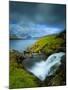 A Waterfall Cascading into the Vestmannasund, Oyrargjogv, Vagar Island, Faroe Islands, Denmark, Eur-Kimberley Coole-Mounted Photographic Print