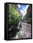 A Waterfall in a Gorge in Chapada Diamantina National Park-Alex Saberi-Framed Stretched Canvas